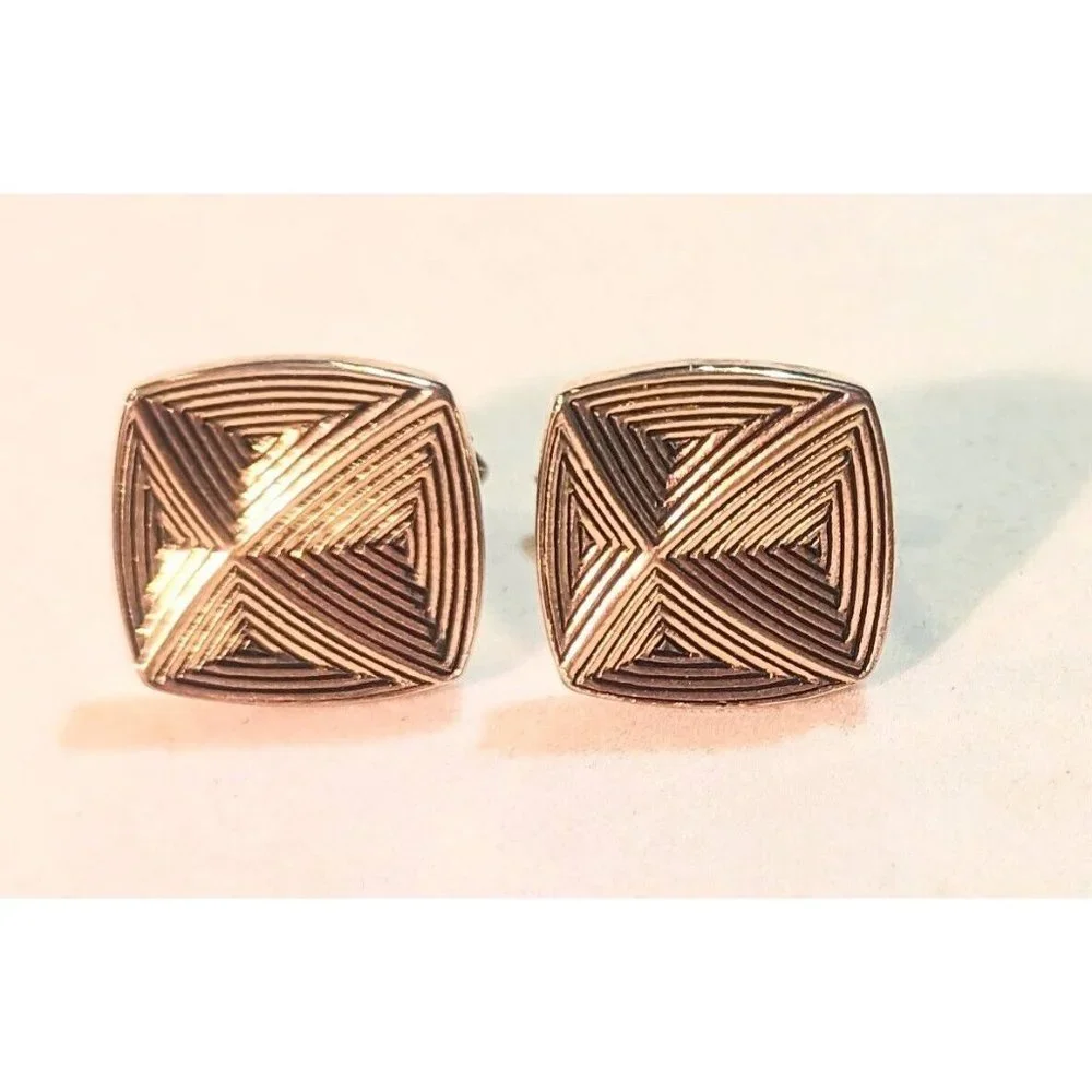 Vintage SWANK Gold Tone Textured Square Cufflinks